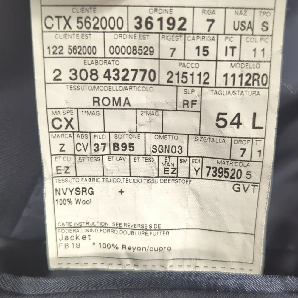 Ermenegildo Zegna Roma‎ Wool Metal Button Double Vented Mens Sport Coat 54 L